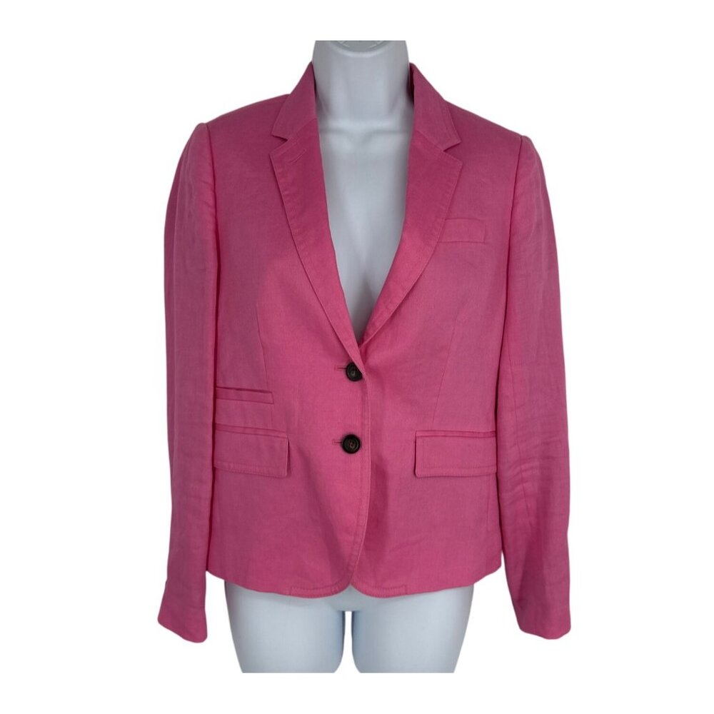 J. Crew Schoolboy Long Sleeve 2 Button Pink Linen Womens Blazer Size 2